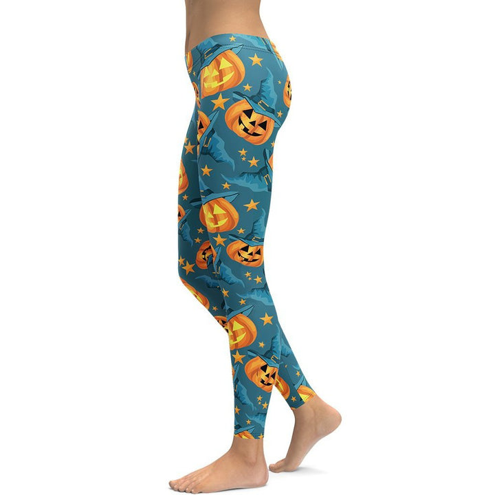 Leggings de Halloween Calabazas Azul y Naranja con estampado de calabazas azules y naranjas – imagen 1