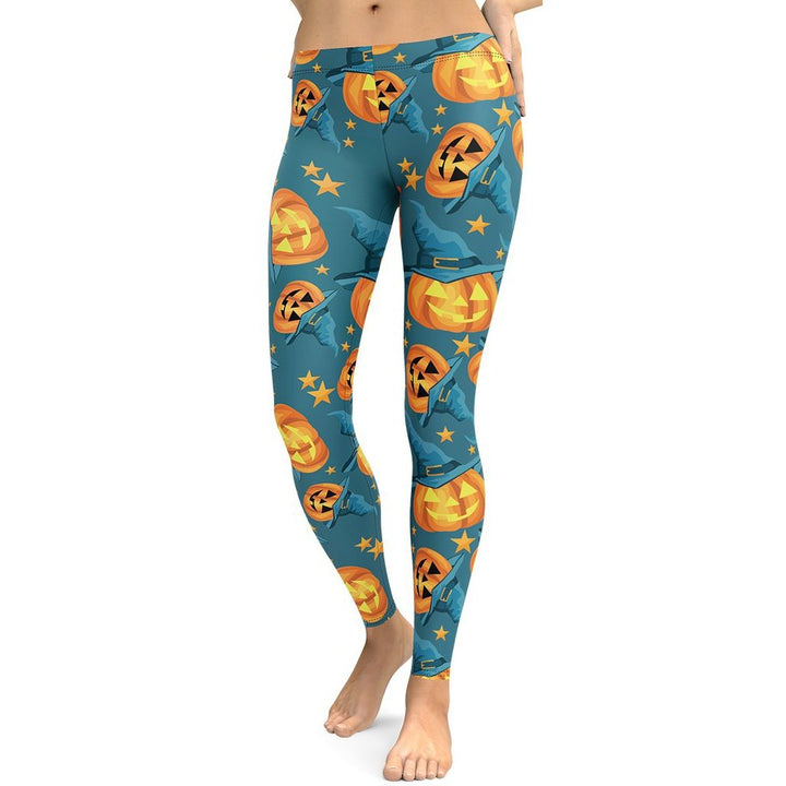 Leggings de Halloween Calabazas Azul y Naranja con estampado de calabazas azules y naranjas – imagen 5