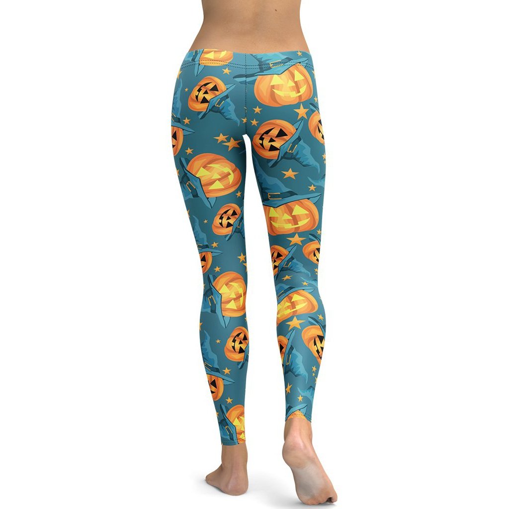 Leggings de Halloween Calabazas Azul y Naranja con estampado de calabazas azules y naranjas – imagen 3