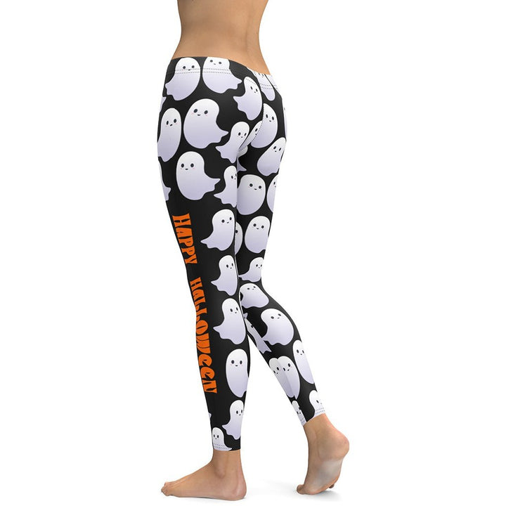 Leggings de Halloween Feliz Halloween con estampado de brujas y calabazas – imagen 2