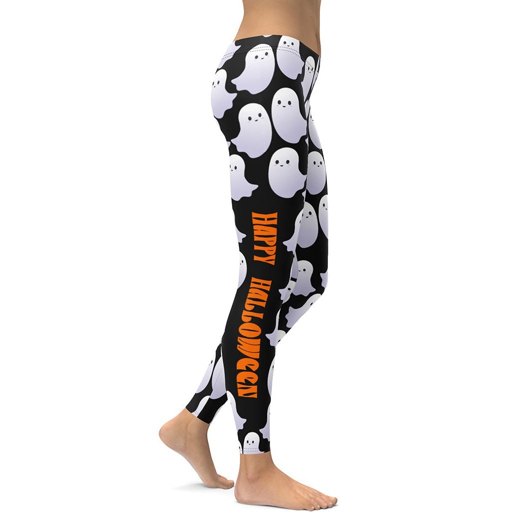 Leggings de Halloween Feliz Halloween con estampado de brujas y calabazas – imagen 4