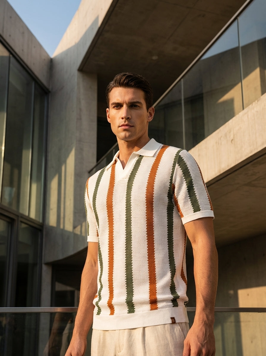 FluxStripe Polo de cuello en V