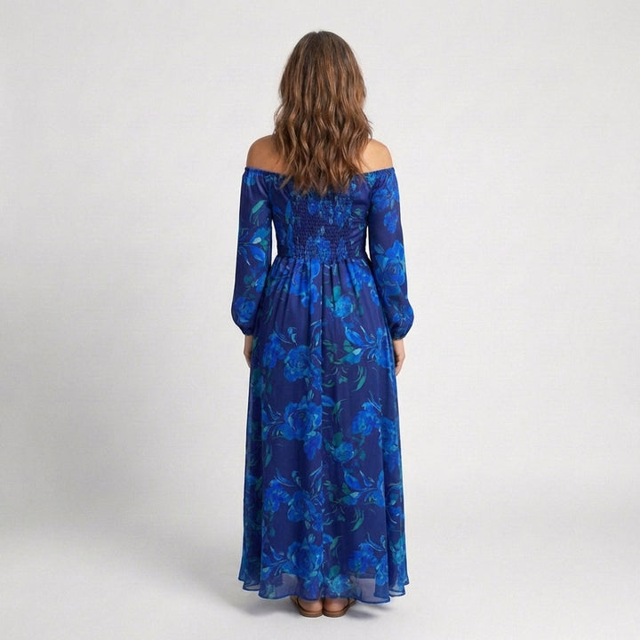 Vestido Maxi de Flores con Hombros Descubiertos Aspen - Juliaver Madrid (vista 3)