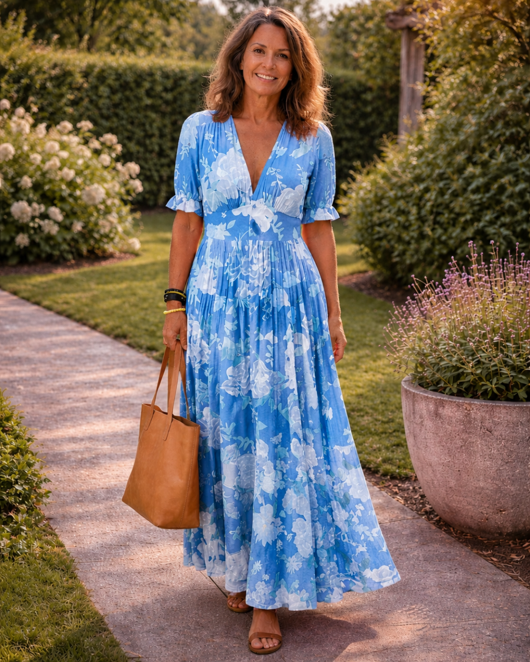 Vestido midi floral sin mangas con escote en V Ione - Juliaver Madrid (vista 6)