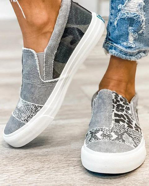 Quinny | Zapatillas sin Cordones con Estampado Leopardo - Caqui