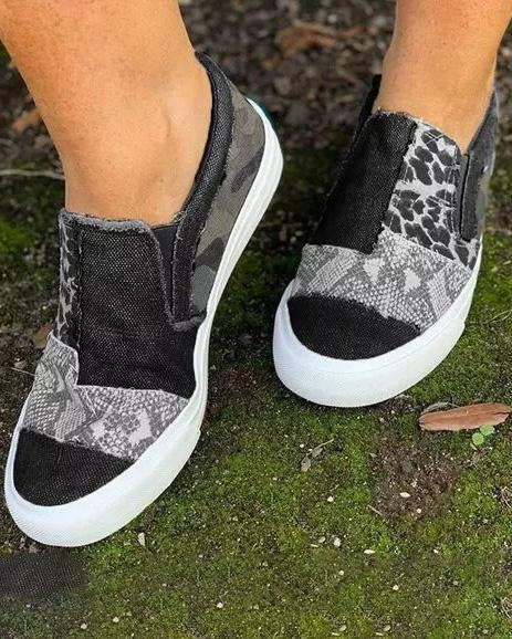 Quinny | Zapatillas sin Cordones con Estampado Leopardo - Caqui