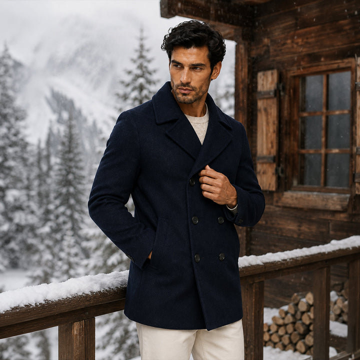 Tadeo | El Peacoat de Lana Doble Botonadura para Hombre Sunderland – Azul Marino