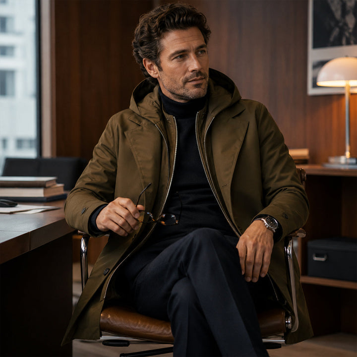 Donato | La Parka con Capucha Oldborough para Hombre – Abrigo Lluvioso Térmico y Impermeable