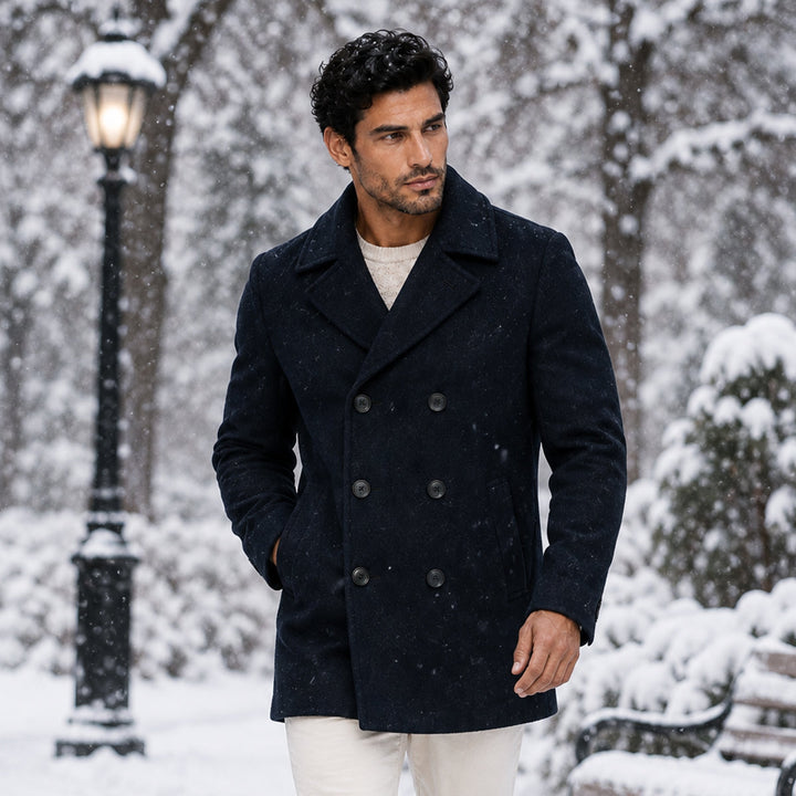 Tadeo | El Peacoat de Lana Doble Botonadura para Hombre Sunderland – Azul Marino
