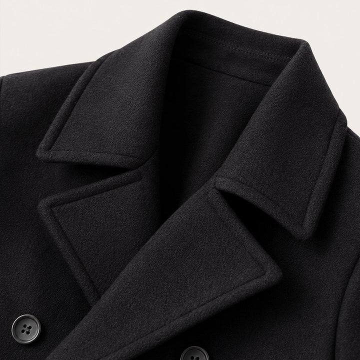 Javier | El Abrigo de Lana Doble Breasted para Hombre Buckingham  Negro