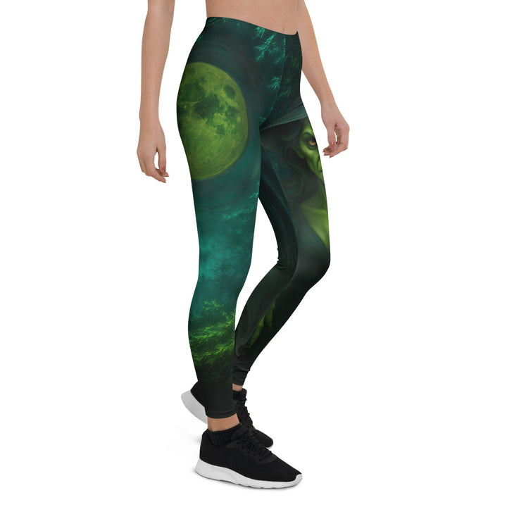 Leggings de Halloween Bruja de Luna con estampado de bruja con resplandor verde – imagen 6