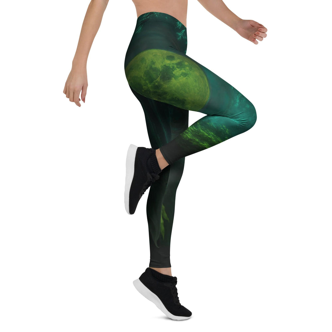 Leggings de Halloween Bruja de Luna con estampado de bruja con resplandor verde – imagen 3