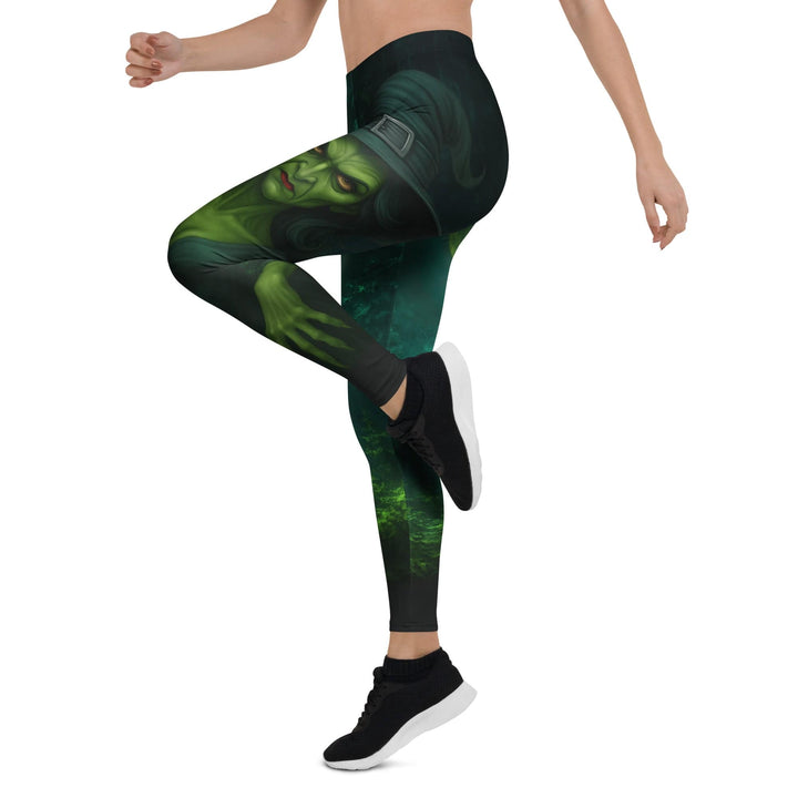 Leggings de Halloween Bruja de Luna con estampado de bruja con resplandor verde – imagen 4