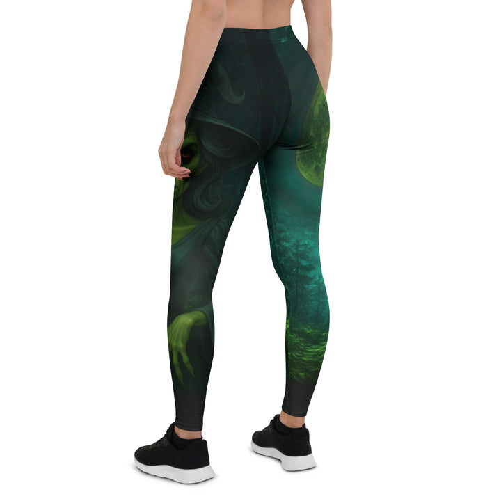 Leggings de Halloween Bruja de Luna con estampado de bruja con resplandor verde – imagen 5