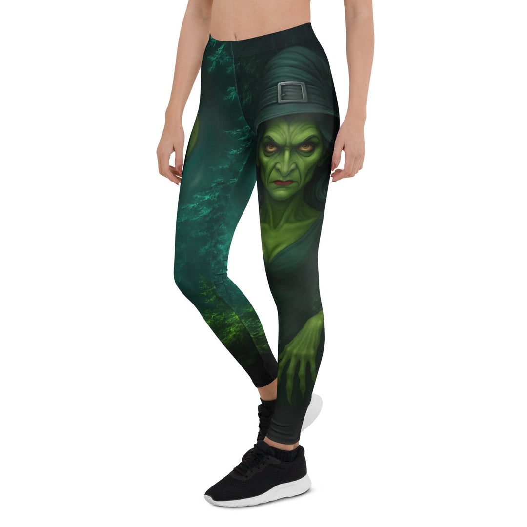 Leggings de Halloween Bruja de Luna con estampado de bruja con resplandor verde – imagen 1