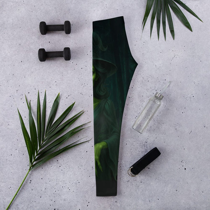 Leggings de Halloween Bruja de Luna con estampado de bruja con resplandor verde – imagen 8