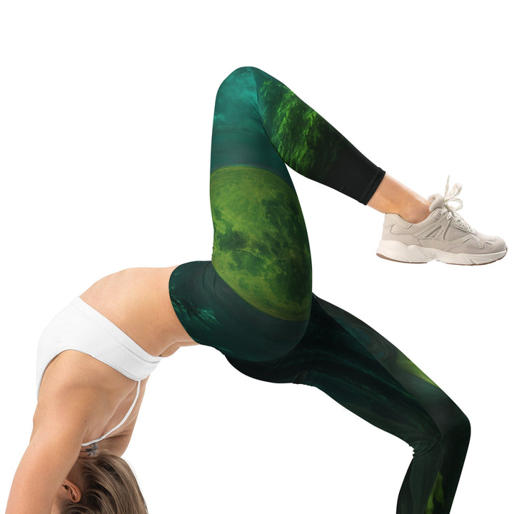 Leggings de Halloween Bruja de Luna con estampado de bruja con resplandor verde – imagen 11