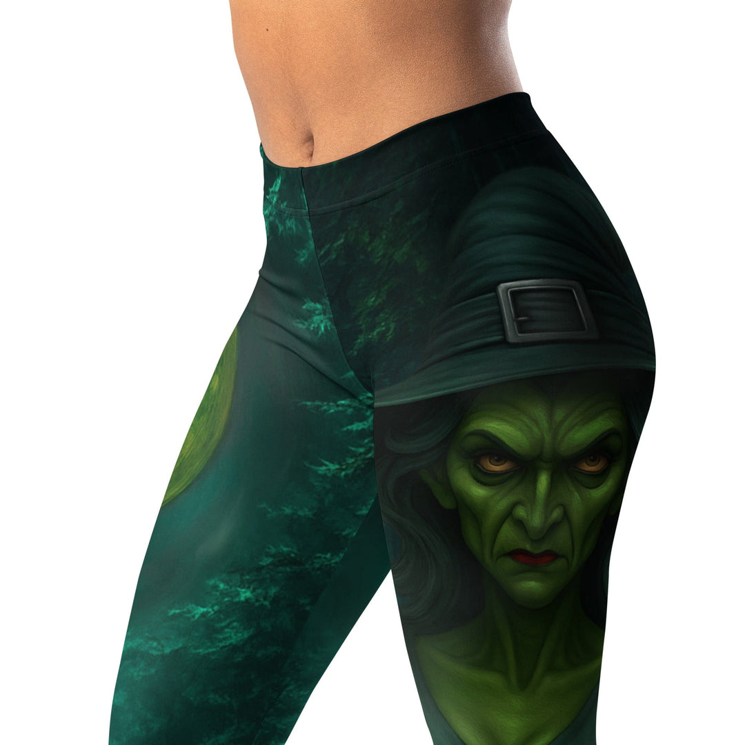 Leggings de Halloween Bruja de Luna con estampado de bruja con resplandor verde – imagen 10