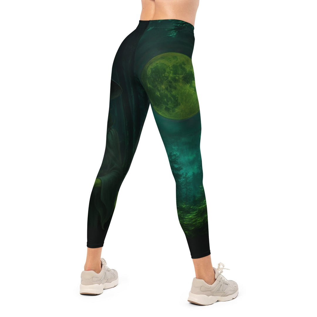 Leggings de Halloween Bruja de Luna con estampado de bruja con resplandor verde – imagen 9