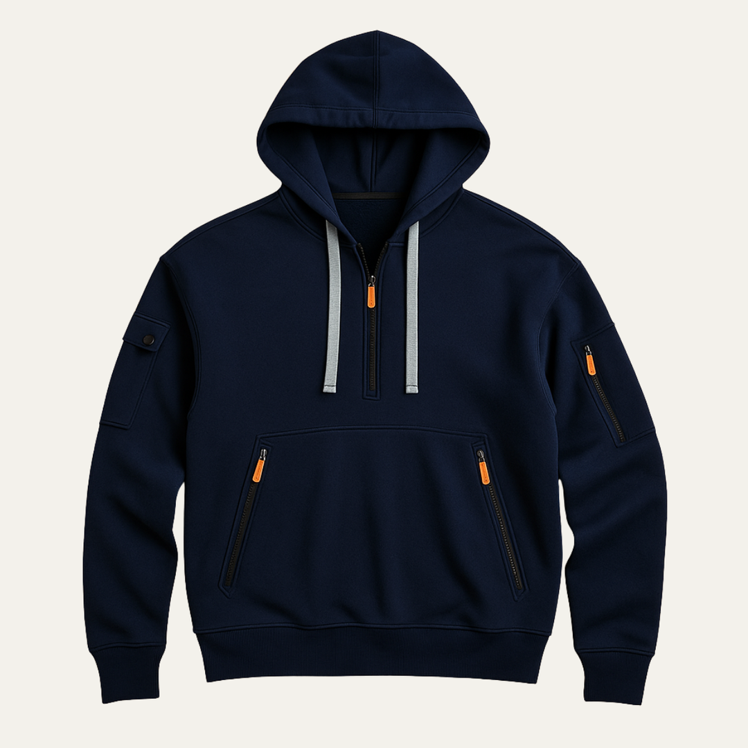 Ruy | El Suéter con Capucha Casual para Hombre Ridgefield con Media Cremallera y Bolsillos con Cremallera