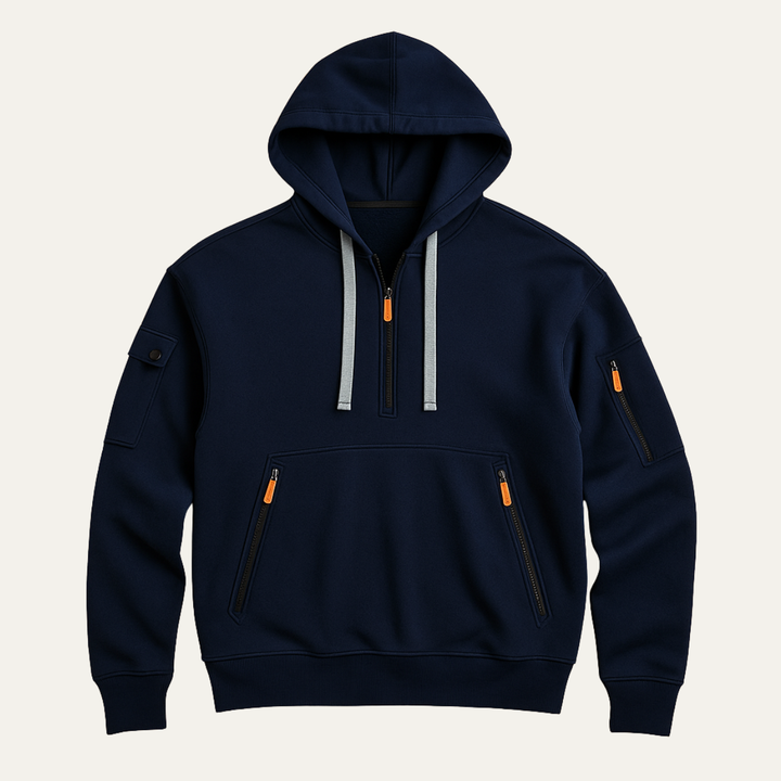 Ruy | El Suéter con Capucha Casual para Hombre Ridgefield con Media Cremallera y Bolsillos con Cremallera