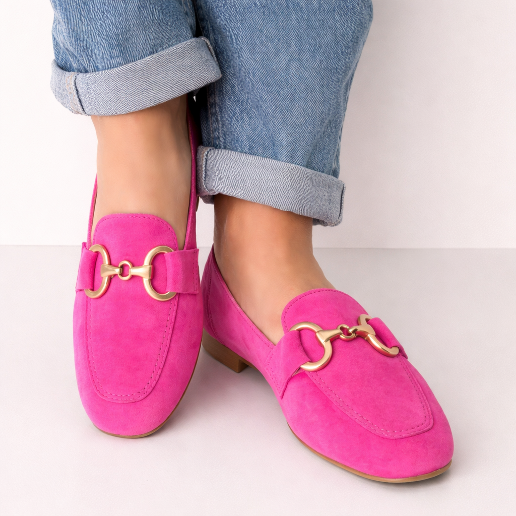 Mae | Mocasines Elegantes con Detalle Dorado - Rosa