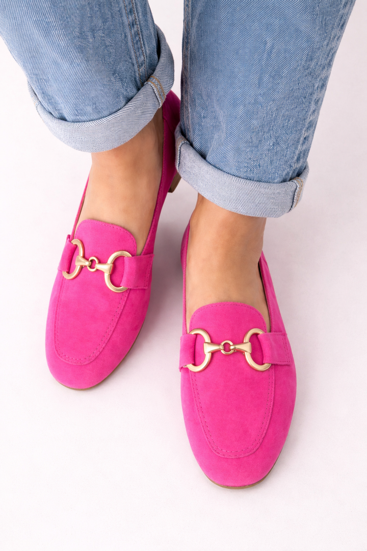 Mae | Mocasines Elegantes con Detalle Dorado - Rosa