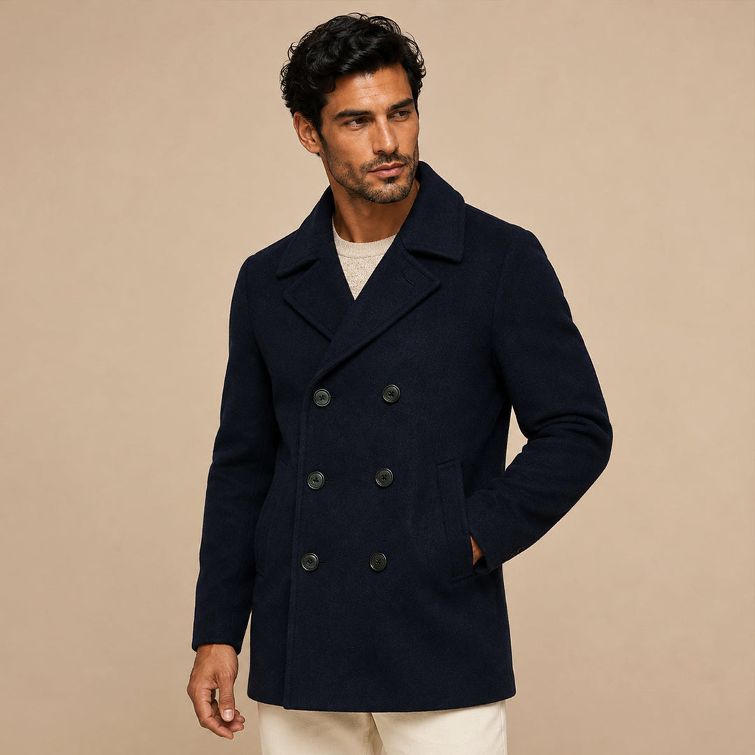 Tadeo | El Peacoat de Lana Doble Botonadura para Hombre Sunderland – Azul Marino