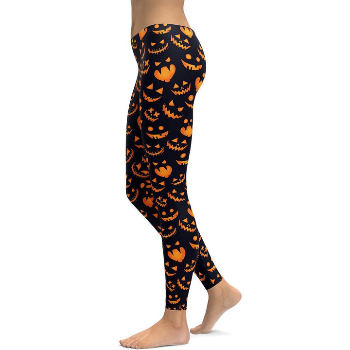 Leggings de Halloween Calabazas y Gatos con estampado de calabazas y gatos negros – imagen 1