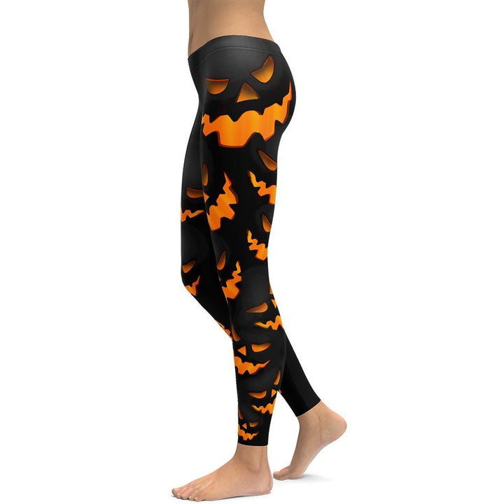 Leggings de Halloween Calabaza Oscura con estampado de calabazas en naranja y negro – imagen 1