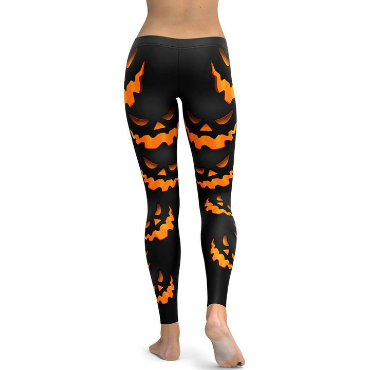 Leggings de Halloween Calabaza Oscura con estampado de calabazas en naranja y negro – imagen 4