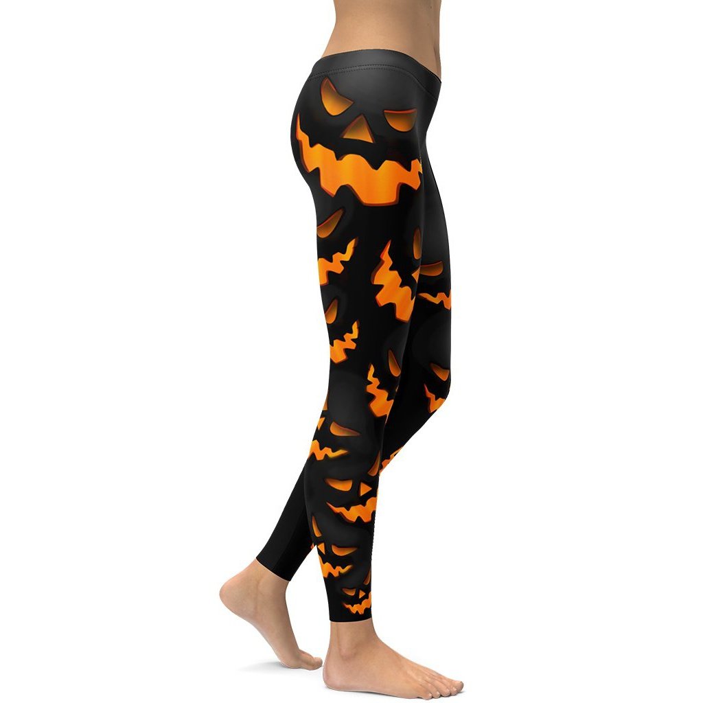 Leggings de Halloween Calabaza Oscura con estampado de calabazas en naranja y negro – imagen 5