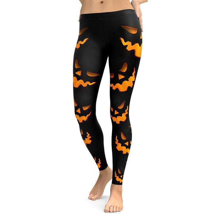 Leggings de Halloween Calabaza Oscura con estampado de calabazas en naranja y negro – imagen 6
