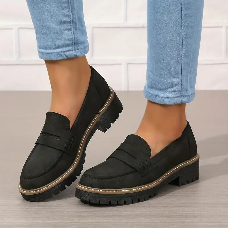 Étiennette | Mocasines Ortopédicos con Suela de Cuña - Negro