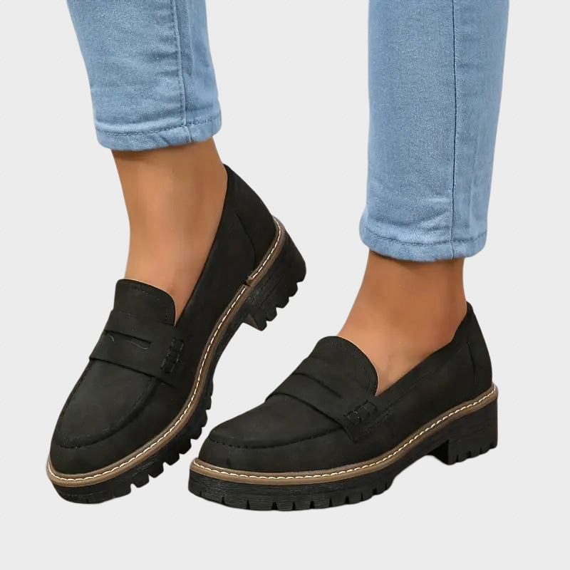 Étiennette | Mocasines Ortopédicos con Suela de Cuña - Negro
