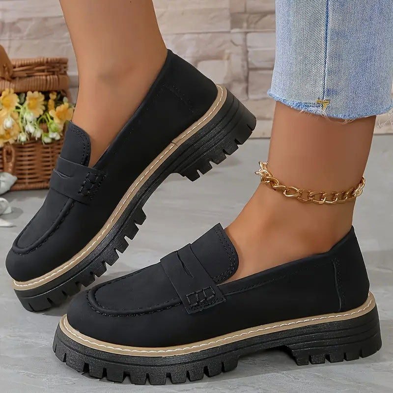 Étiennette | Mocasines Ortopédicos con Suela de Cuña - Negro