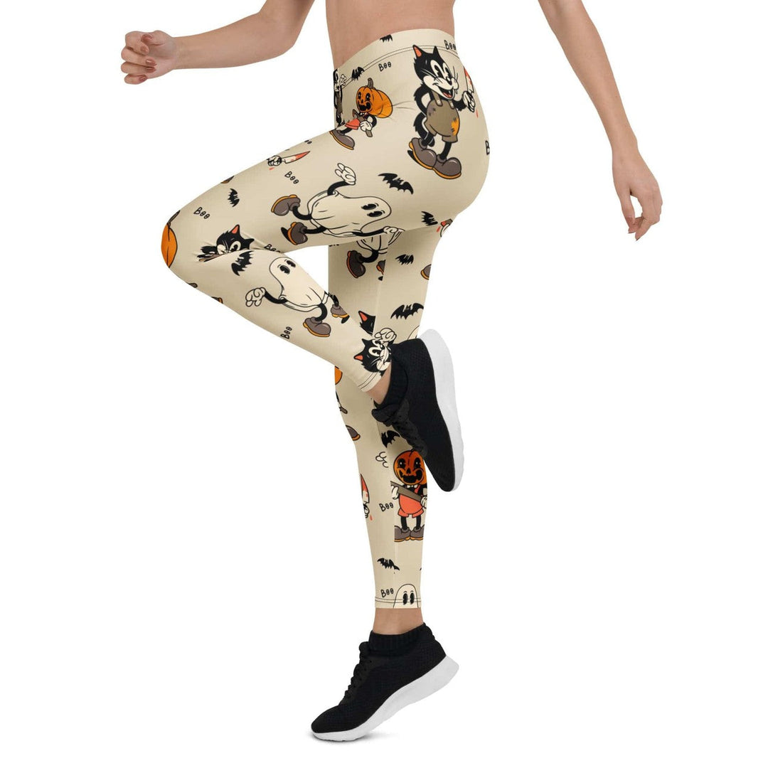 Leggings de Halloween Halloween Retro con estampado retro de gatos, fantasmas y calabazas – imagen 8