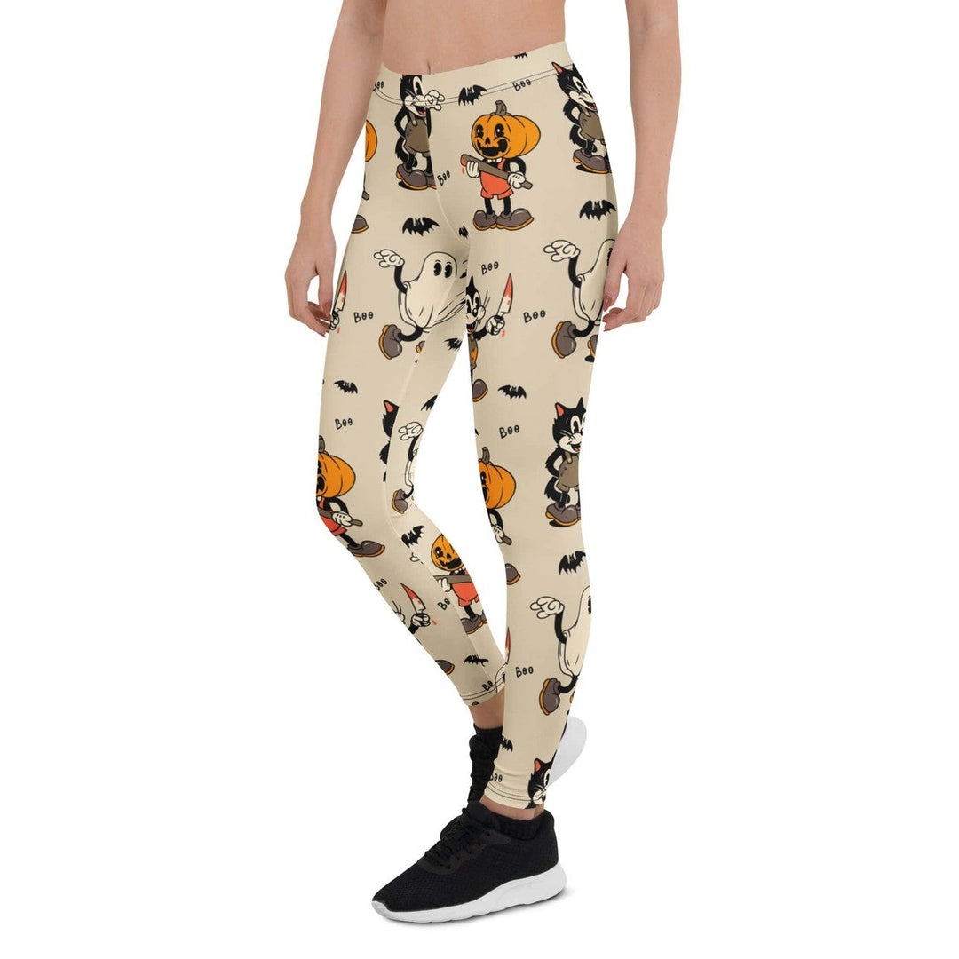 Leggings de Halloween Halloween Retro con estampado retro de gatos, fantasmas y calabazas – imagen 1