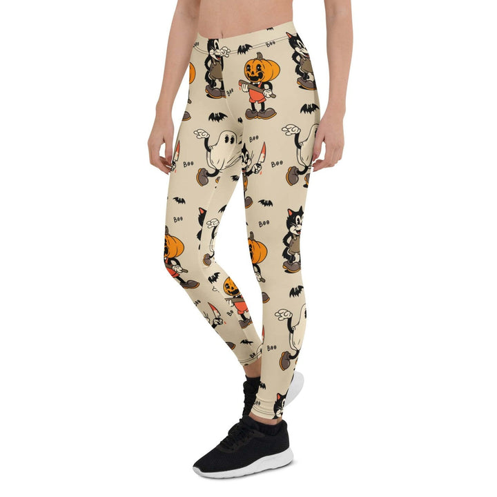 Leggings de Halloween Halloween Retro con estampado retro de gatos, fantasmas y calabazas – imagen 1