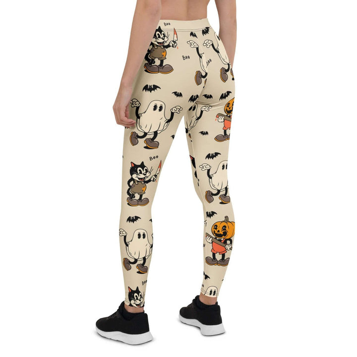 Leggings de Halloween Halloween Retro con estampado retro de gatos, fantasmas y calabazas – imagen 6