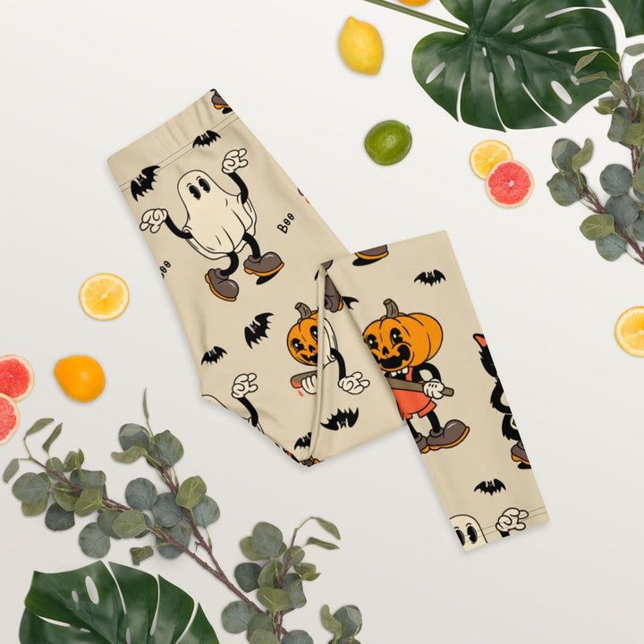 Leggings de Halloween Halloween Retro con estampado retro de gatos, fantasmas y calabazas – imagen 12