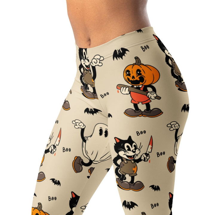 Leggings de Halloween Halloween Retro con estampado retro de gatos, fantasmas y calabazas – imagen 3