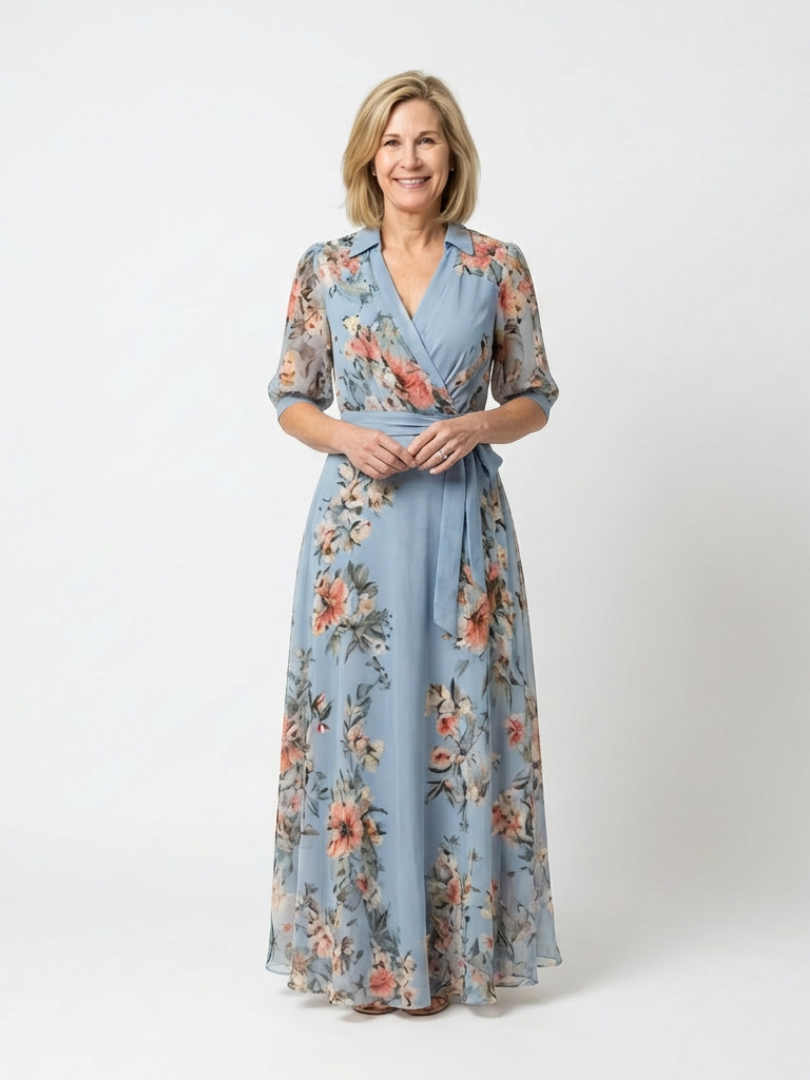 Vestido Maxivestido Floral con Escote en V Elowen - Juliaver Madrid
