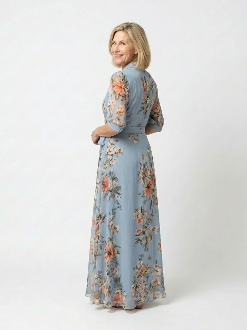 Vestido Maxivestido Floral con Escote en V Elowen - Juliaver Madrid (vista 2)