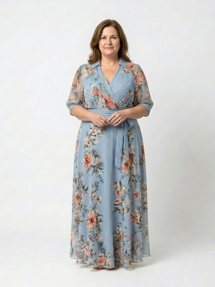 Vestido Maxivestido Floral con Escote en V Elowen - Juliaver Madrid (vista 4)