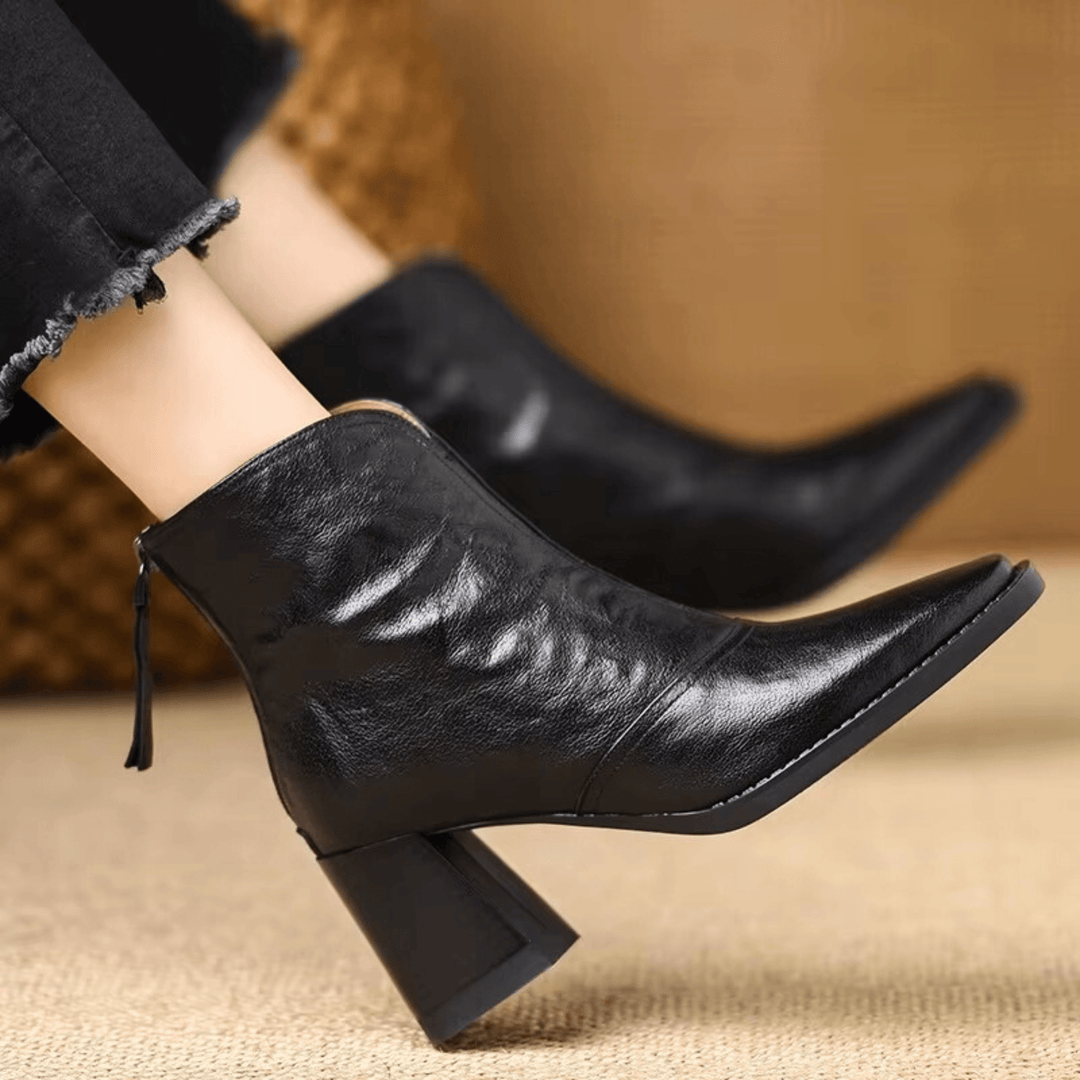 CLARA | Botas de tacón de cuero